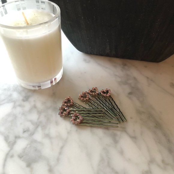 SOLD- Crystal Hair Pieces - Pink/Purple Hearts - Picture 4 of 7